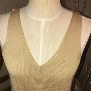Tan Silk Ribbed (extra long) Tank Top